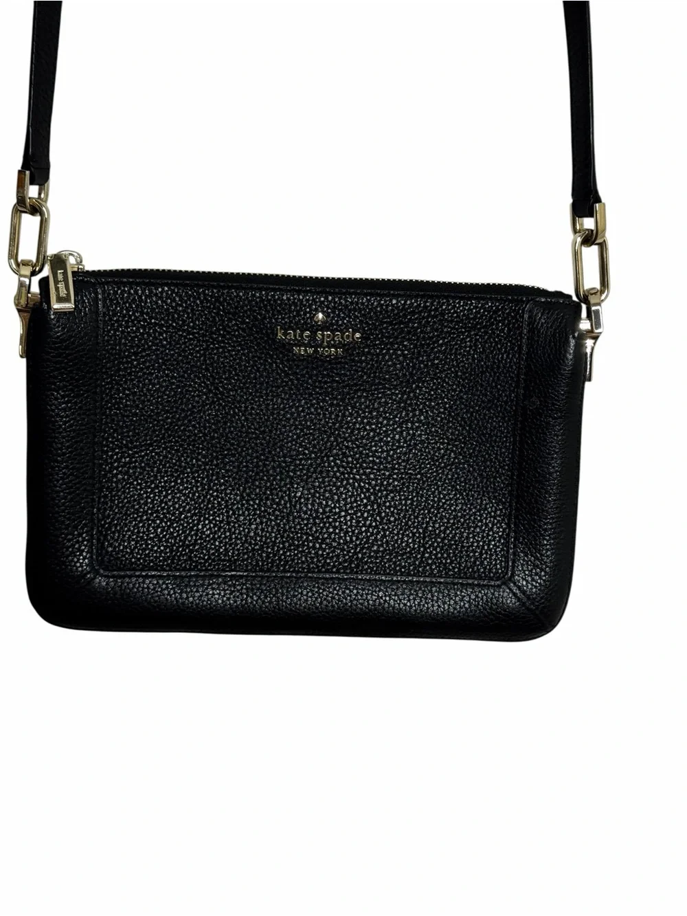 Kate Spade Lena Black Pebbled Leather Crossbody Bag, EUC, double compartment